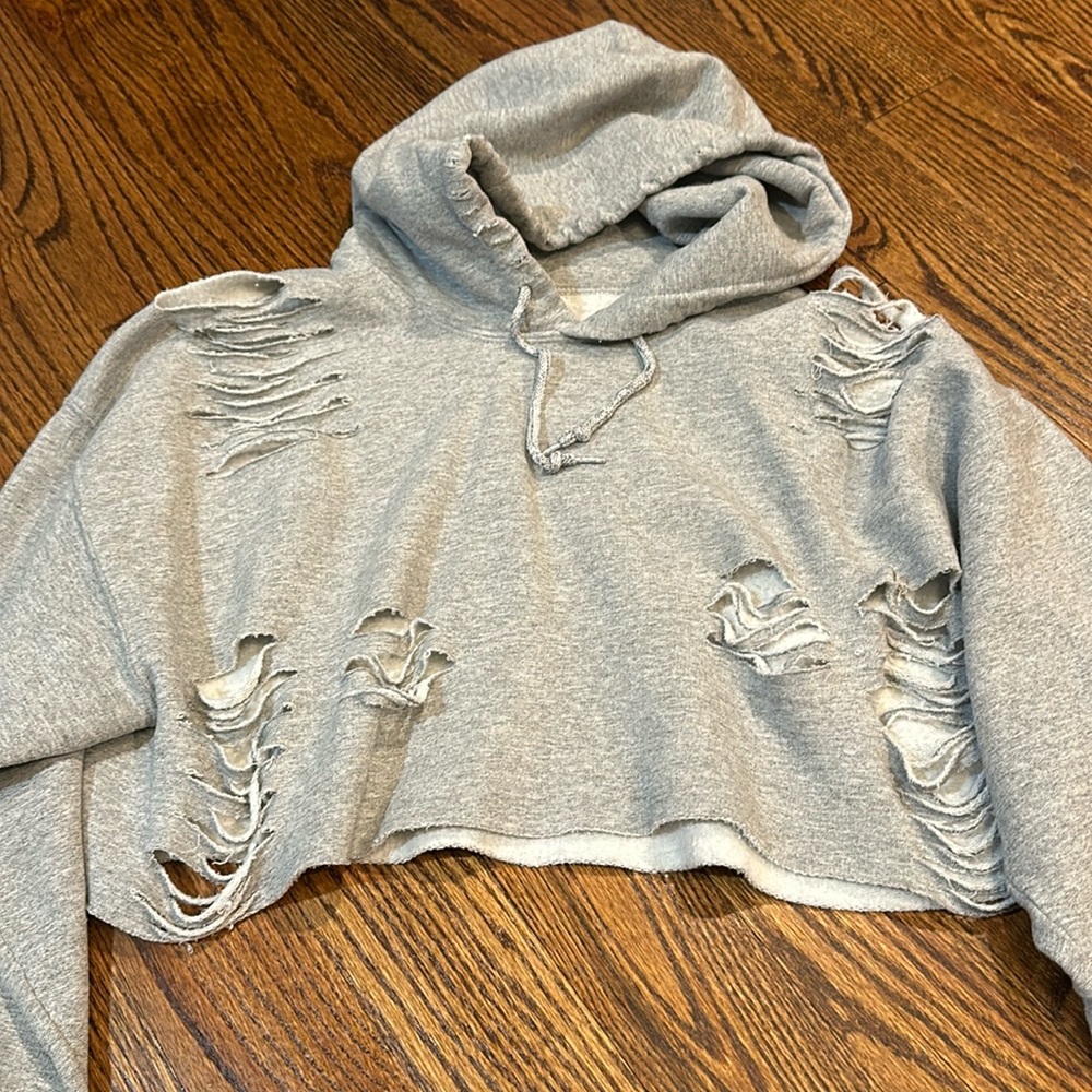 LF cropped ripped hoodie
